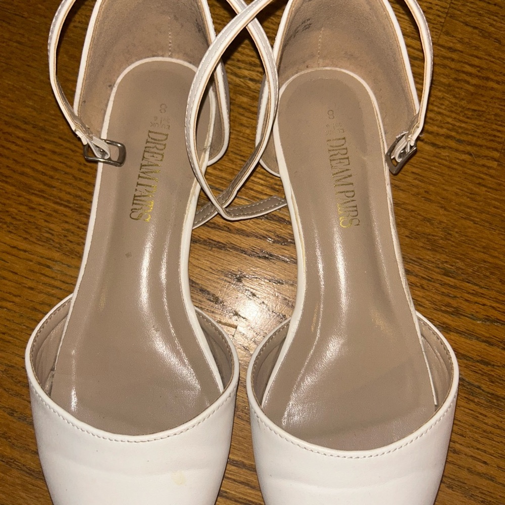 White D’Orsay Ankle Strap Ballet Flats - Picture 4 of 5
